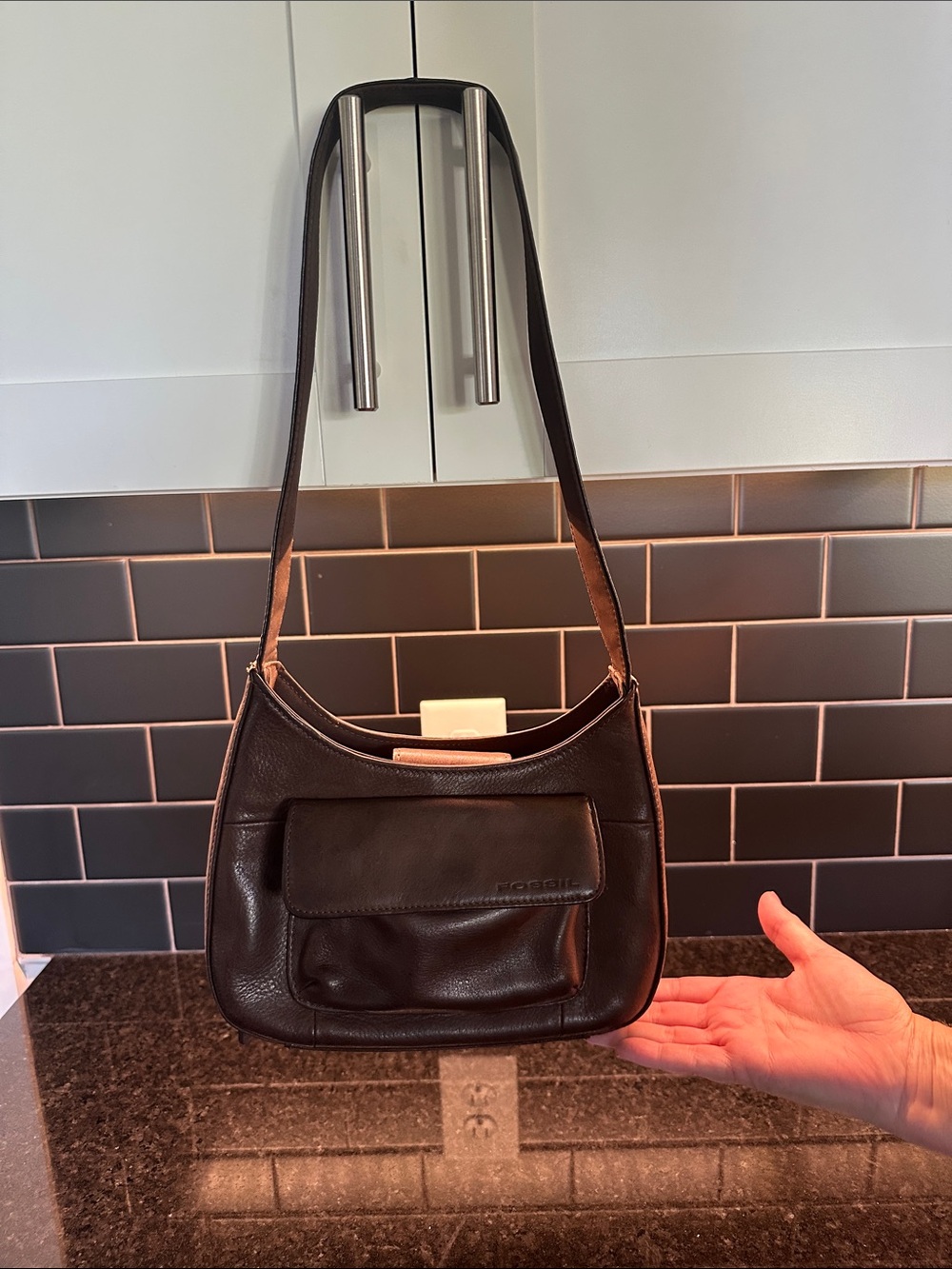Vintage Fossil Brown Leather Shoulder Bag